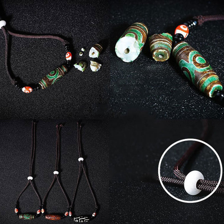 Buddha Stones Tibetan Nine-Eye Dzi Bead Protection String Necklace - image 11