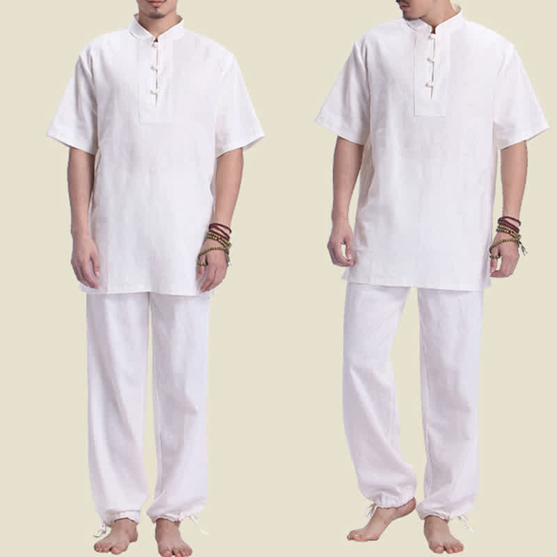 Buddha Stones Spiritual Zen Meditation Prayer Practice Cotton Linen Clothing Men's Set - image 3