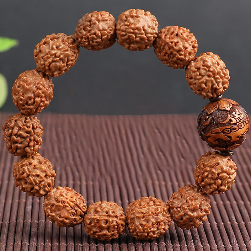 Buddha Stones Tibet Rudraksha Bodhi Seed PiXiu Copper Coin Wealth Luck Bracelet - image 4