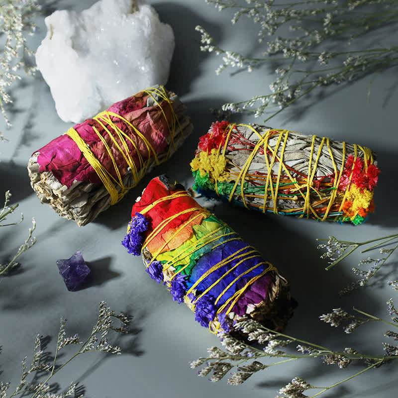 Buddha Stones Red Rose Forget-me-not Colorful Daisy Smudge Stick for Home Cleansing Incense Healing Meditation Smudge Sticks Rituals - image 0