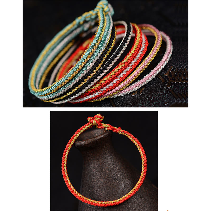 Buddha Stones Two-Color Rope Handcrafted Eight Thread Peace Knot Bracelet - image 15