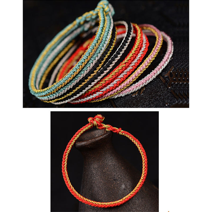 Buddha Stones Two-Color Rope Handcrafted Eight Thread Peace Knot Bracelet - image 15