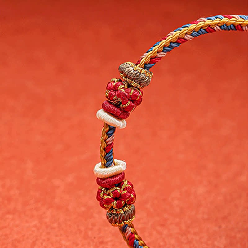Buddha Stones Handmade Dunhuang Color Luck Braid String Bracelet - image 3
