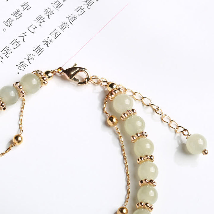 Buddha Stones 925 Sterling Silver Natural Hetian Jade Good Things Happen Peanut Charm Bracelet - image 3