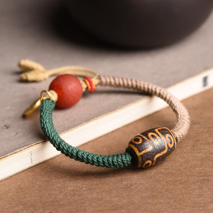 Buddha Stones Handmade Tibetan Nine-Eye Dzi Bead Wealth Rope Bracelet - image 2
