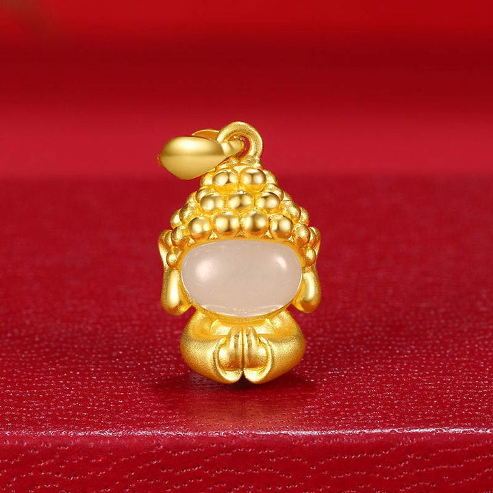 Buddha Stones White Jade Buddha Success Pendant Necklace - image 5