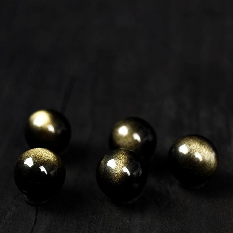 Buddha Stones To Experience a Reversal of Fortune Rainbow Obsidian Gold Sheen Obsidian Protection Bracelet - image 11