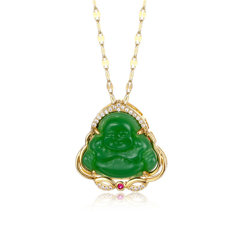 Buddha Stones Natural Laughing Buddha Peace Necklace - image 3