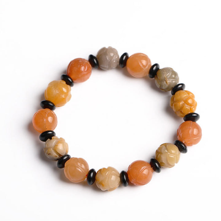 Buddha Stones Golden Silk Jade Lotus Wealth Luck Bracelet - 12mm - image 8