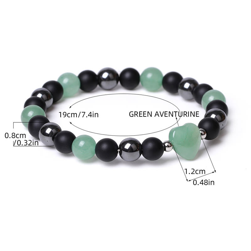 Buddha Stones Black Onyx Tiger Eye Stone Crystal Love Heart Protection Bracelet - image 15