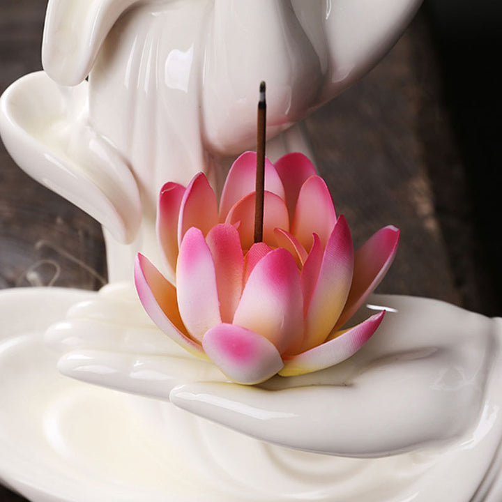 Buddha StonesTibetan Lotus Blessing Incense Burner Decoration - image 14