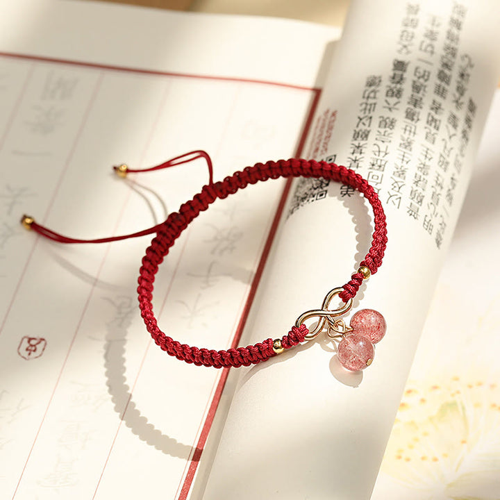 Buddha Stones Natural Strawberry Quartz Amethyst Green Phantom Bead Positive Bracelet - image 6