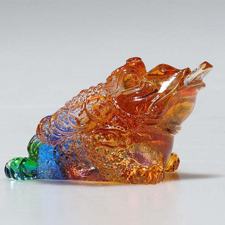 Feng Shui Frog Handmade Liuli Crystal Art Piece Wealth Home Office Decoration - image 2
