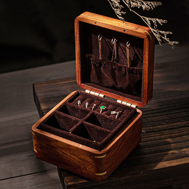 Antique Flower Leaf Handmade Rosewood Jewelry Storage Box Wooden Gift Organizer Box - image 1