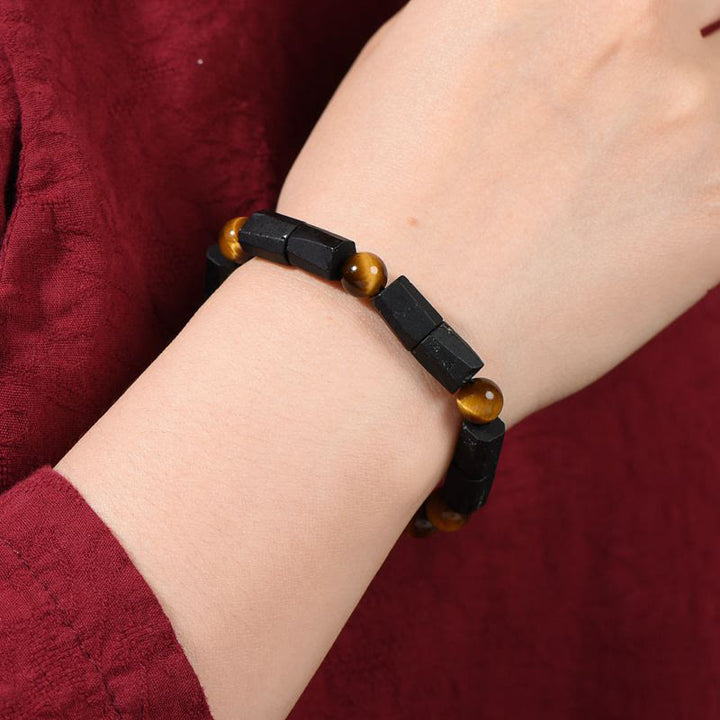 Buddha Stones Natural Black Tourmaline Tiger Eye Positive Bracelet - image 7