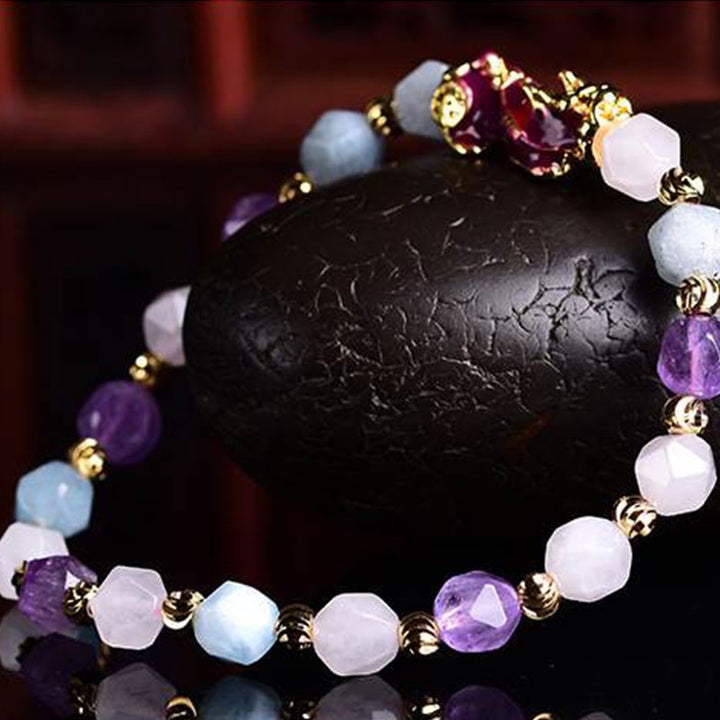 Natural Amethyst Fortune Pixiu Charm Bracelet - image 2