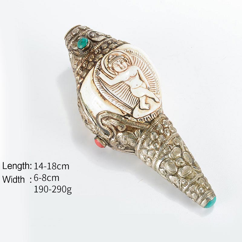 Tibetan Handmade Engraved Shankha Buddha Conch Shell Wealth Positive Decoration - Sakyamuni Buddha - image 17