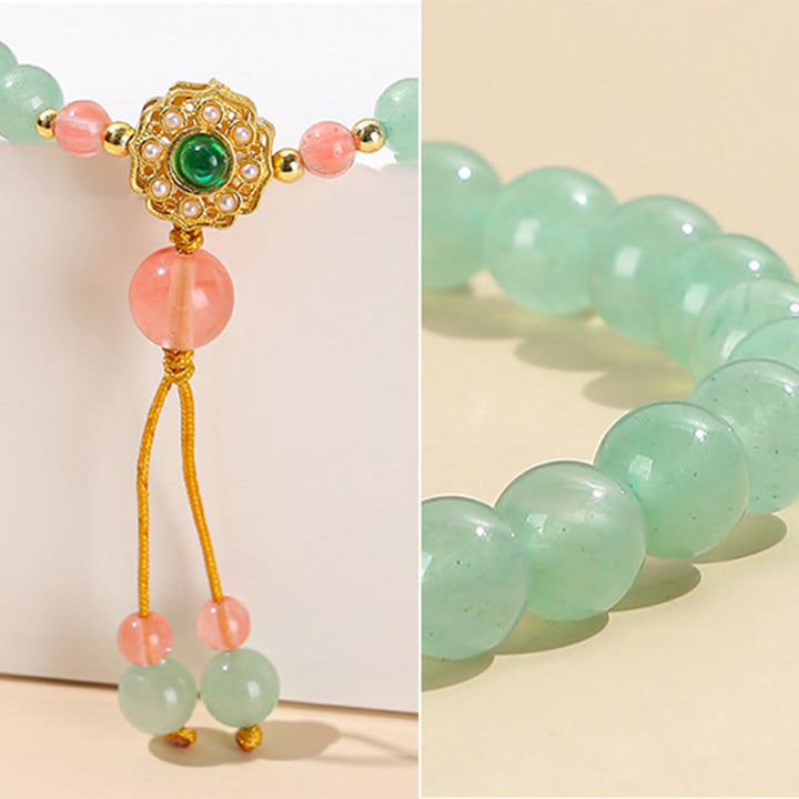 Buddha Stones Green Aventurine Luck Bead Tassel Bracelet - image 8
