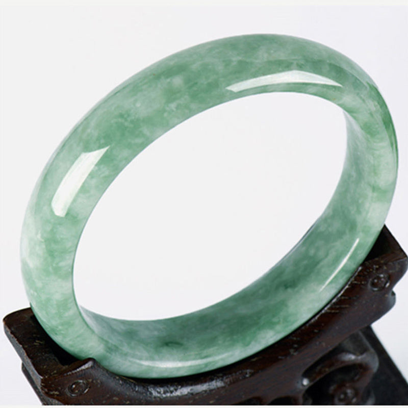 Buddha Stones Natural Jade Prosperity Bangle Bracelet - image 0