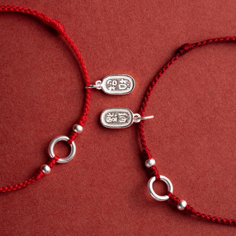 Buddha Stones 925 Sterling Silver Lucky Fortune Peace Joy Lotus Peace Buckle Red String Bracelet - image 3