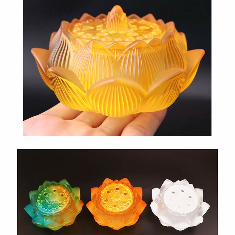 Buddha Stones Lotus Liuli Crystal Healing Meditation Incense Burner - image 6