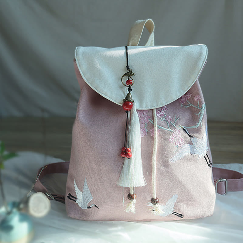Buddha Stones Handmade Embroidered Large Capacity Canvas Backpack - image 32