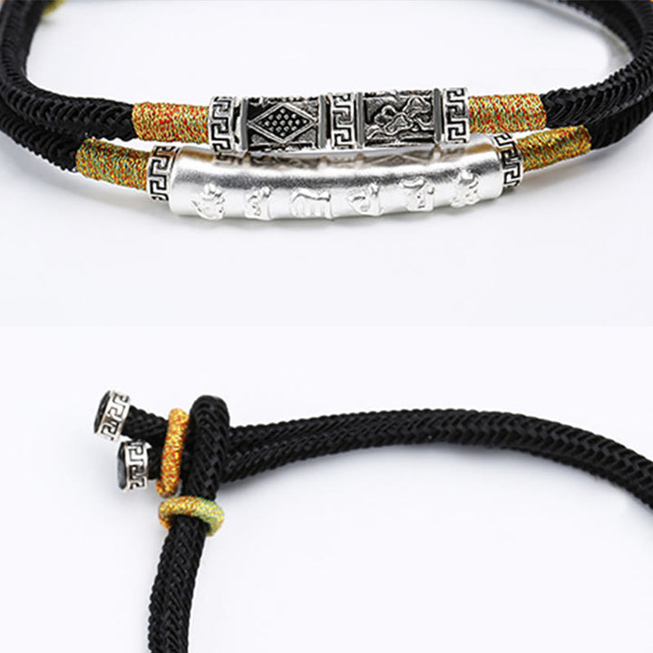 Buddha Stones 999 Sterling Silver Handmade Om Mani Padme Hum Peace Braided Bracelet - image 4