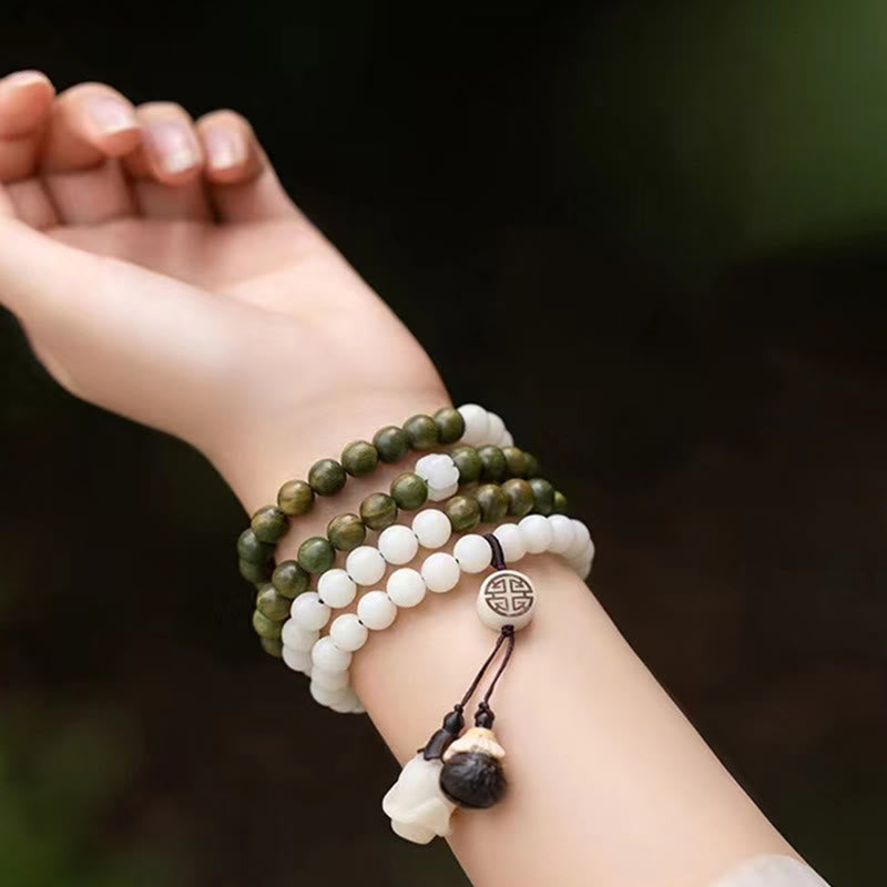 Buddha Stones Natural Green Sandalwood Bodhi Seed Soothing Bracelet - image 6