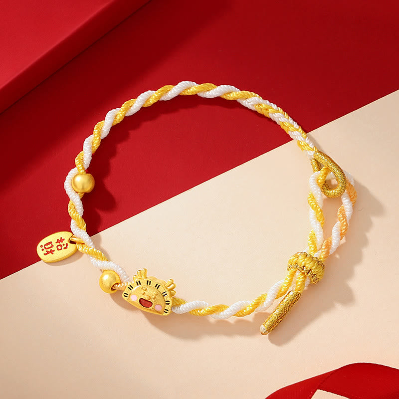 ❗❗❗A Flash Sale- Buddha Stones 925 Sterling Silver Year Of The Dragon Dumpling Design Attract Fortune Luck Braided Bracelet - image 1
