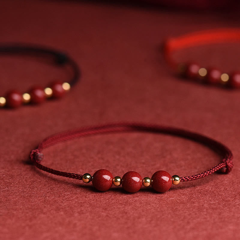 Buddha Stones Natural Lucky Cinnabar Bead Blessing String Bracelet Anklet - image 15