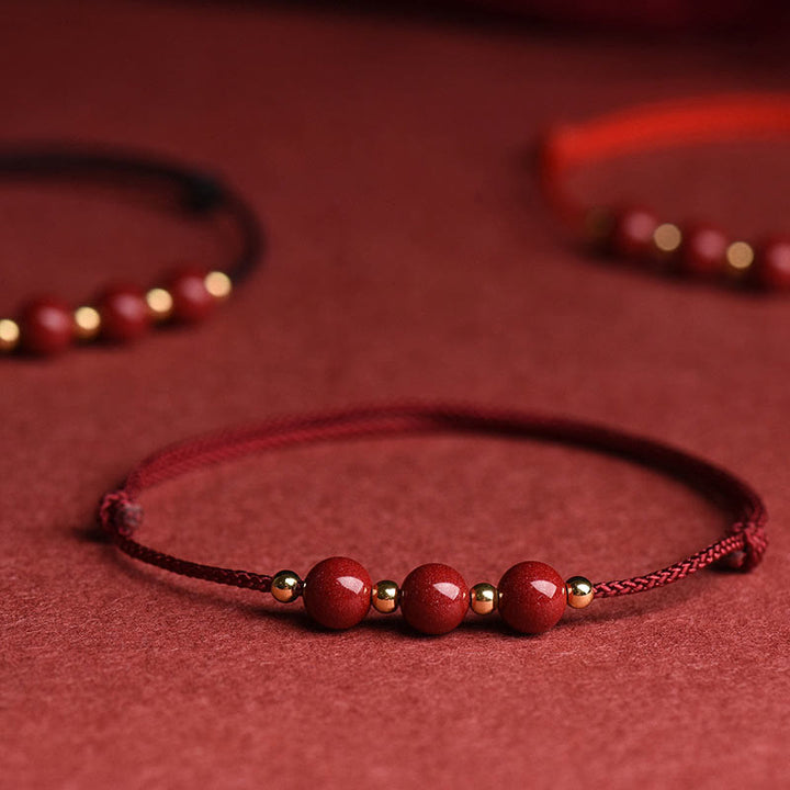 Buddha Stones Natural Lucky Cinnabar Bead Blessing String Bracelet Anklet - image 15