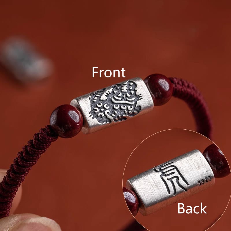 Buddha Stones 925 Sterling Silver 12 Chinese Zodiac Cinnabar String Bracelet - image 8