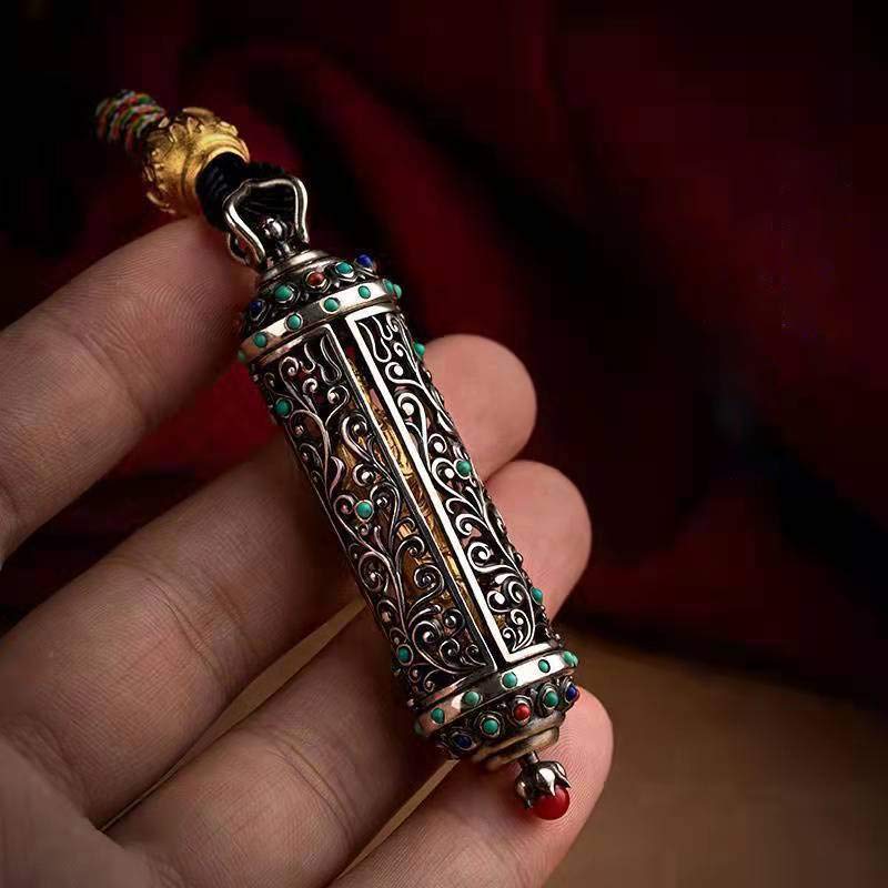 Buddha Stones Tibetan Avalokitesvara Silver Wealth Protection Decoration - image 2