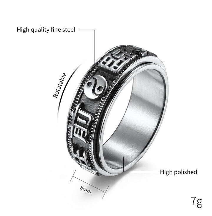 Letter Words Balance Calm Titanium Steel Rotatable Ring - image 6