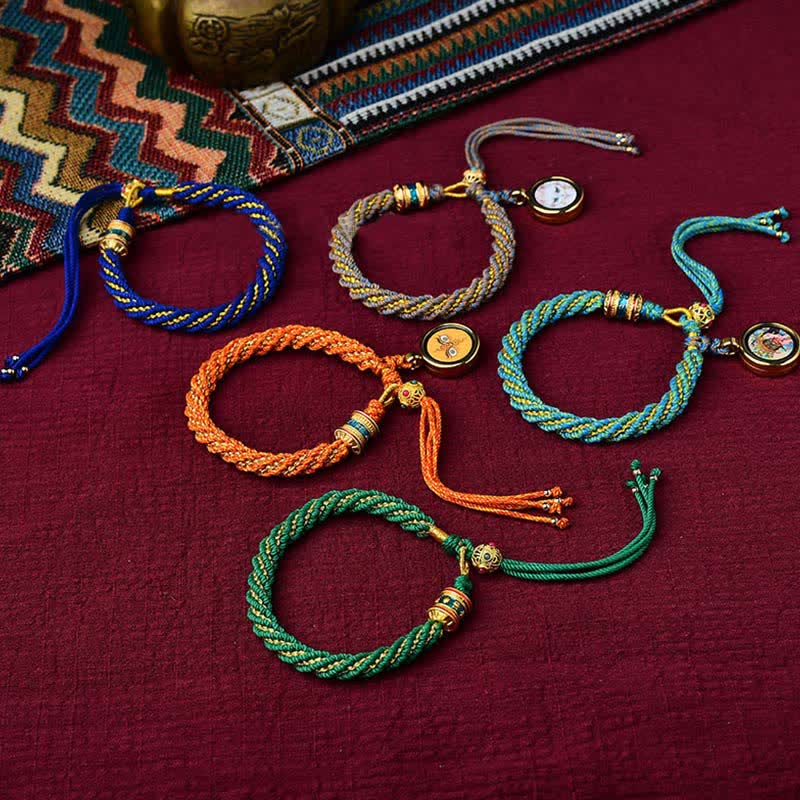 Buddha Stones Tibetan Handmade Luck Thangka Prayer Wheel Charm Weave String Bracelet - image 24