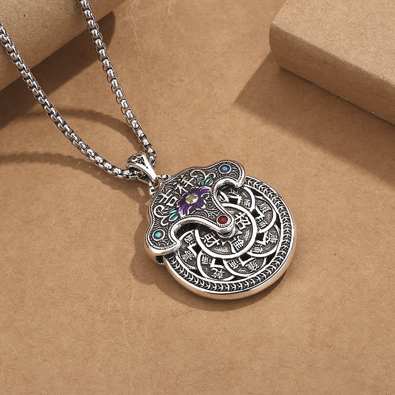 Buddha Stones Peony Flower Copper Coins Wealth Necklace Pendant - image 1