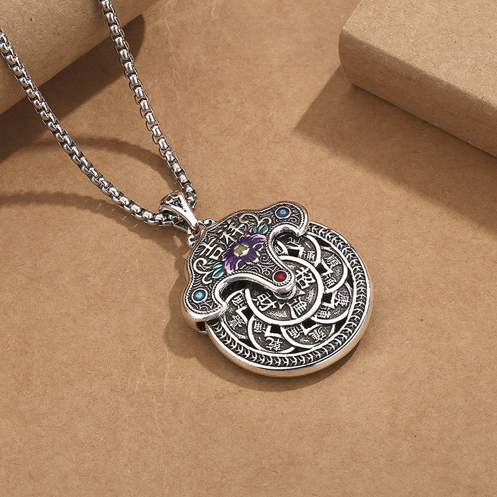 Buddha Stones Peony Flower Copper Coins Wealth Necklace Pendant - image 1