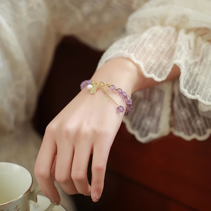Buddha Stones Natural Amethyst Crystal Relieves Stress Bracelet - image 2