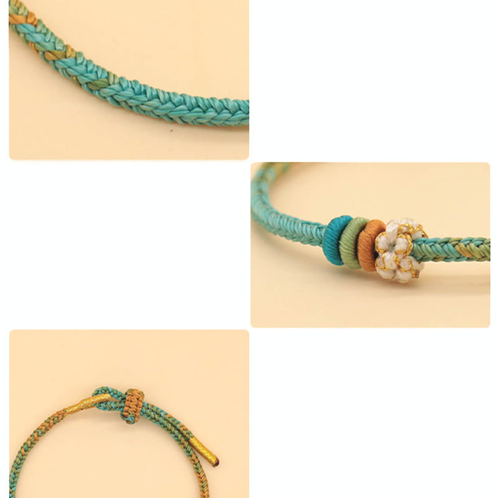Buddha Stones Handmade Eight Thread Peace Knot Peach Blossom Knot Luck Rope Braided Bracelet - image 13