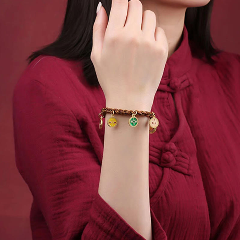Buddha Stones Tibetan Five God Of Wealth Thangka Luck Braid String Bracelet - image 4