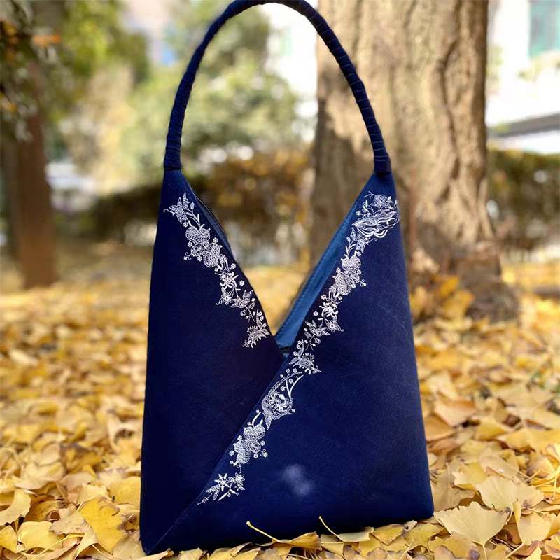 Buddha Stones Handmade Embroidery Pattern Canvas Shoulder Bag Tote Bag Set - image 2