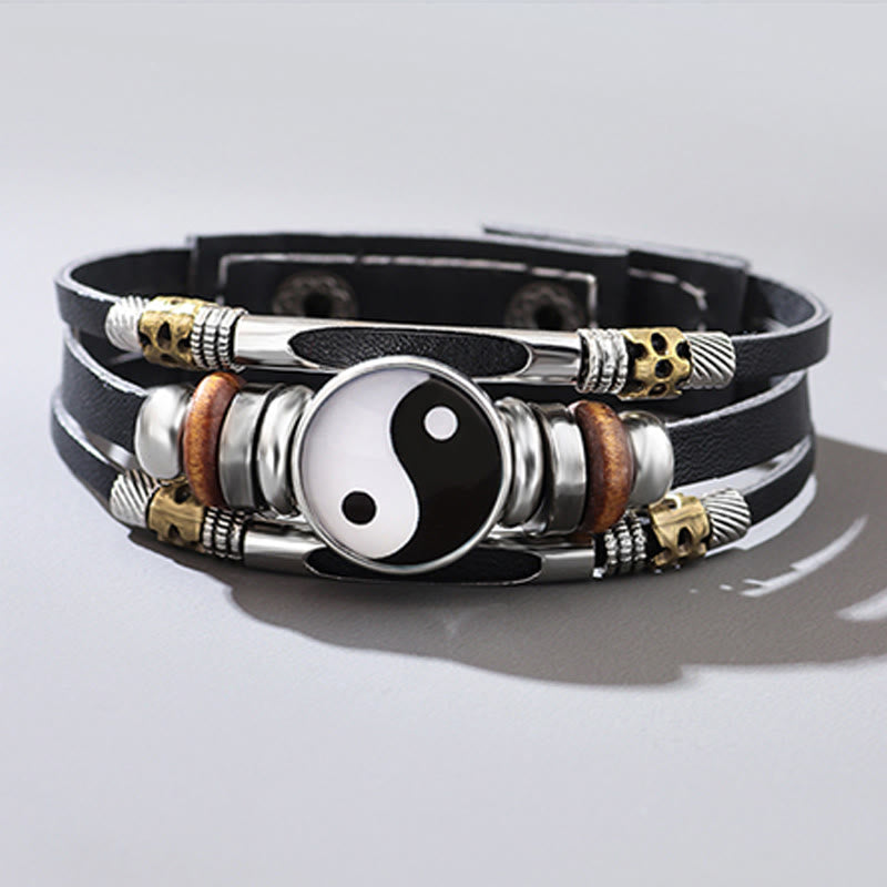 Buddha Stones Yin Yang Leather Balance Bracelet - image 8