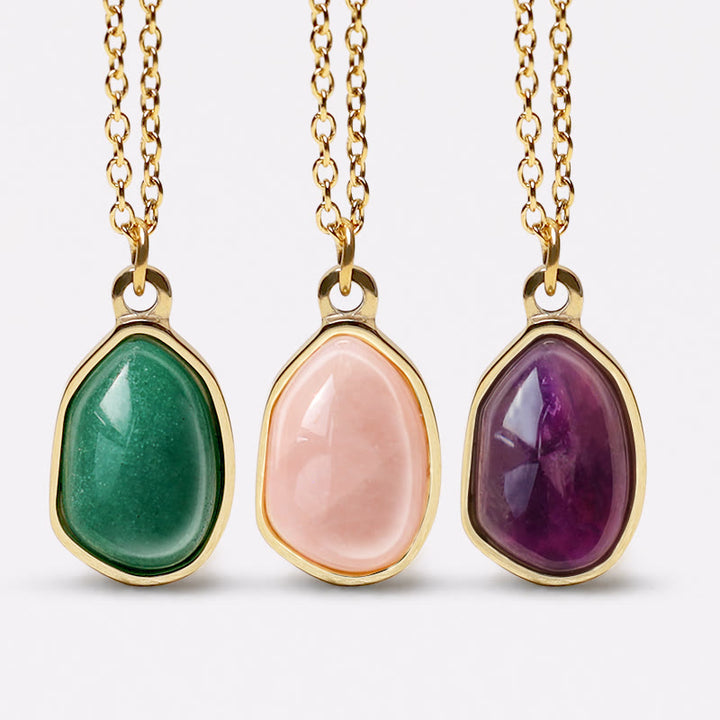 Buddha Stones Natural Green Aventurine Amethyst Rose Quartz Blessing Necklace Pendant - image 0