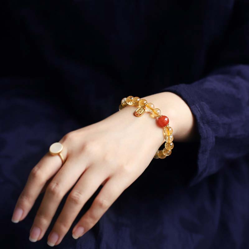 Buddha Stones Citrine Red Agate Fortune Charm Bracelet - image 3