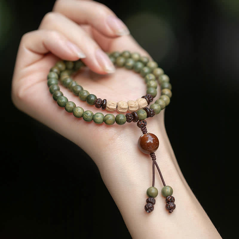 Buddha Stones Green Sandalwood Positive Peace Bracelet - image 0