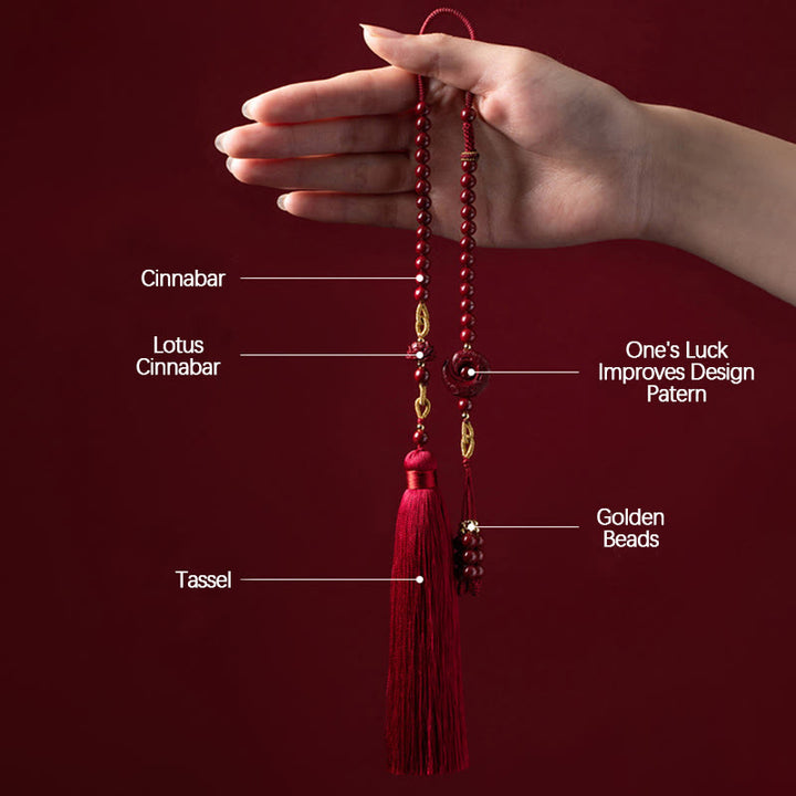 Buddha Stones One's Luck Improves Design Patern Natural Cinnabar Lotus Blessing Car Hanging Decoration - image 4