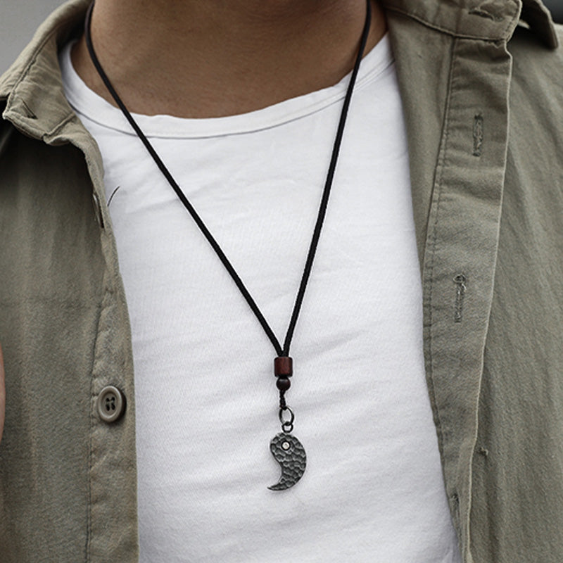 Buddha Stones 990 Sterling Silver Yin Yang Balance Harmony Necklace Pendant - image 6