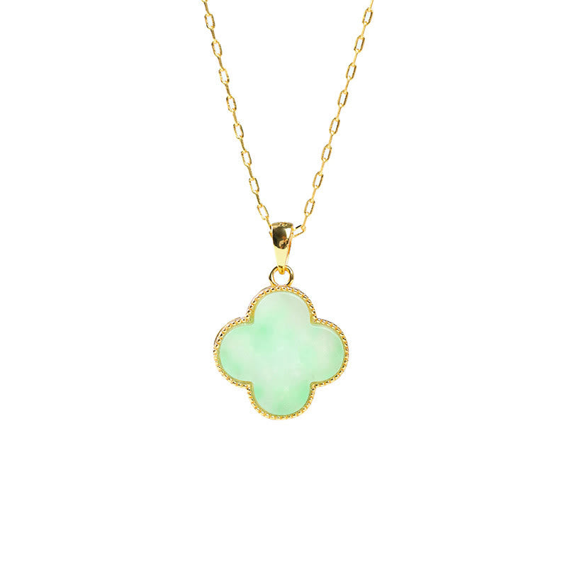 Buddha Stones Four Leaf Clover Jade Pattern Luck Necklace Pendant - image 6