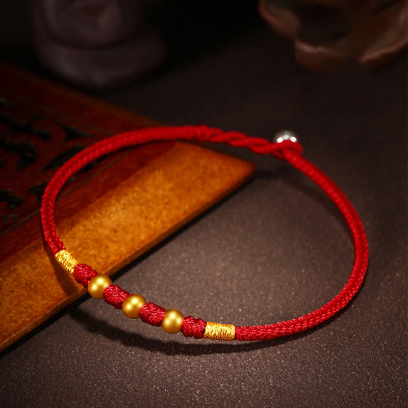 Buddha Stones 999 Gold Beads Luck King Kong Knot Handmade Braided Protection Bracelet - image 4