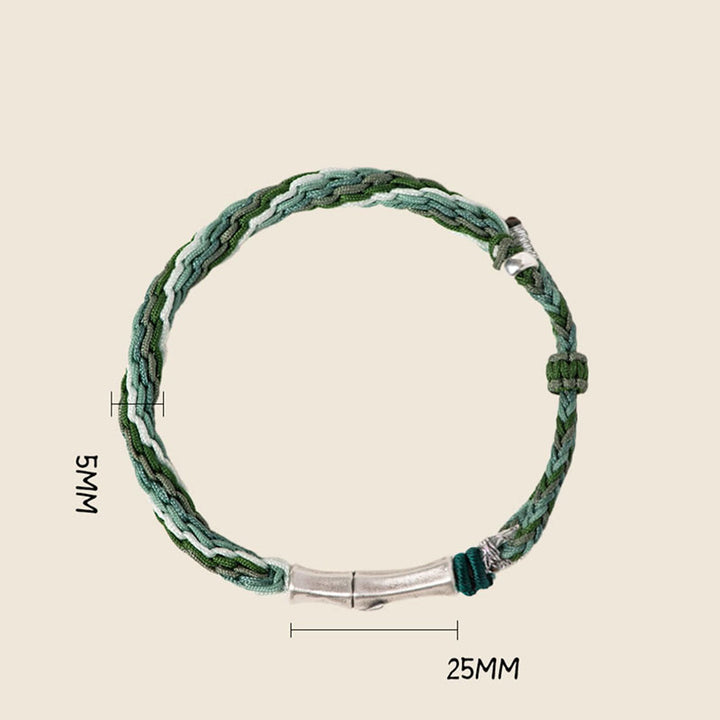 Buddha Stones 925 Sterling Silver Bamboo Reincarnation Knot Luck Protection String Bracelet - image 13